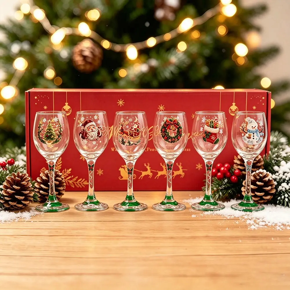 New Christmas Glass Art Cup, Creative Glass Cup, High Ball Glass, Perfect for Holiday Decorations, Unique Gift Idea