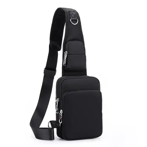 Anti-Theft Crossbody Sling Bag for Men - RFID Blocking Lining, Zipper Lock, Reversible Strap, Hidden Back Pocket, Water-Resistant Nylon, Compact Athletic Casual Plain Crossbody Bags for Women Travel Storage