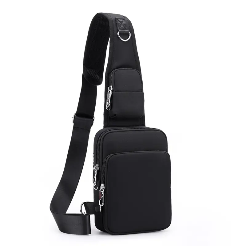 Anti-Theft Crossbody Sling Bag for Men - RFID Blocking Lining, Zipper Lock, Reversible Strap, Hidden Back Pocket, Water-Resistant Nylon, Compact Athletic Casual Plain Crossbody Bags for Women Travel Storage