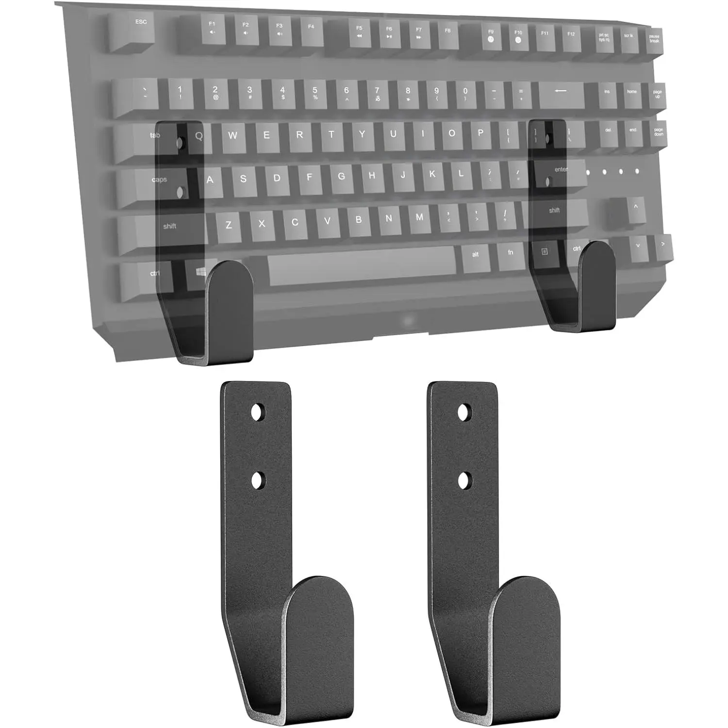 Keyboard Wall Mount Storage,Metal Wall Hanger Rack with Adhesive & Screw in,  for Gaming Mechanical Keyboards, for Devices Thickness < 2.5cm