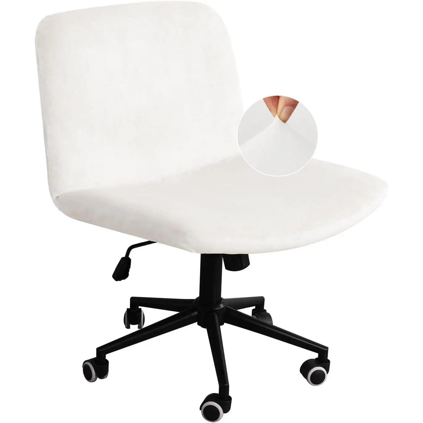 Criss Cross Chair Cover Armless Office Dorm Desk Chair Covers Vanity Chair Covers Computer Mid Back Wide Seat Chair Without Arms Protector Spandex Stretch Slipcover White(No Chair Only Cover)