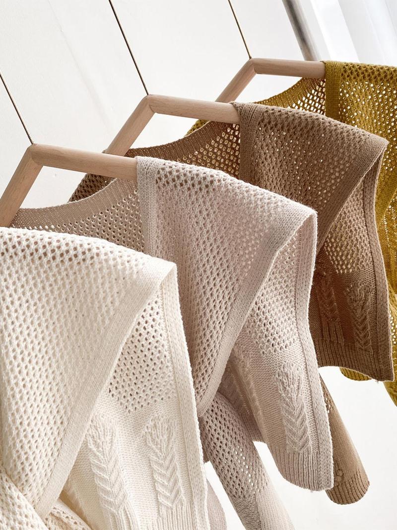 Women's Solid Color Hollow Out Cable Knit Shawl, Casual Open Front Long Sleeve Cover Up Top for Spring & Fall, Fashion Women's Knit Clothing for Daily Wear