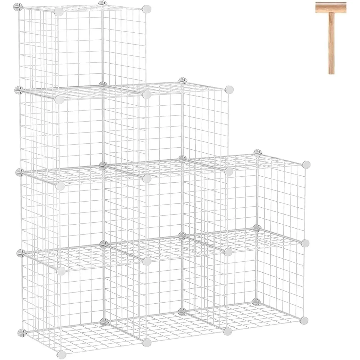Wire Cube Storage, 9-Cube Organizer Metal, Wire C Grids Storage, Storage Bins Shelf, Modular Bookshelf, Closet Cabinet Ideal for Home, Living Room, Office 36.6”L x 12.4”W x 48.4”H White | Modular Bookshelf Units, Closet Cabinet, Shelving, Ideal