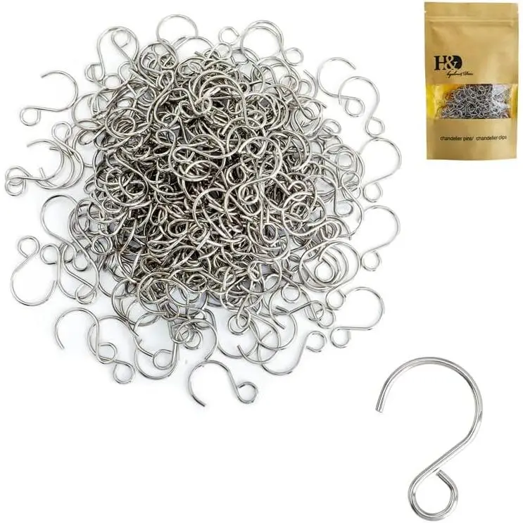 300 count   S Shape Hooks for  Chandelier Craft |  Plated S Shape Hooks 300 Pack for  Beads Suncatcher Lamps Curtain Garland  Making Arts Crafts Supplies