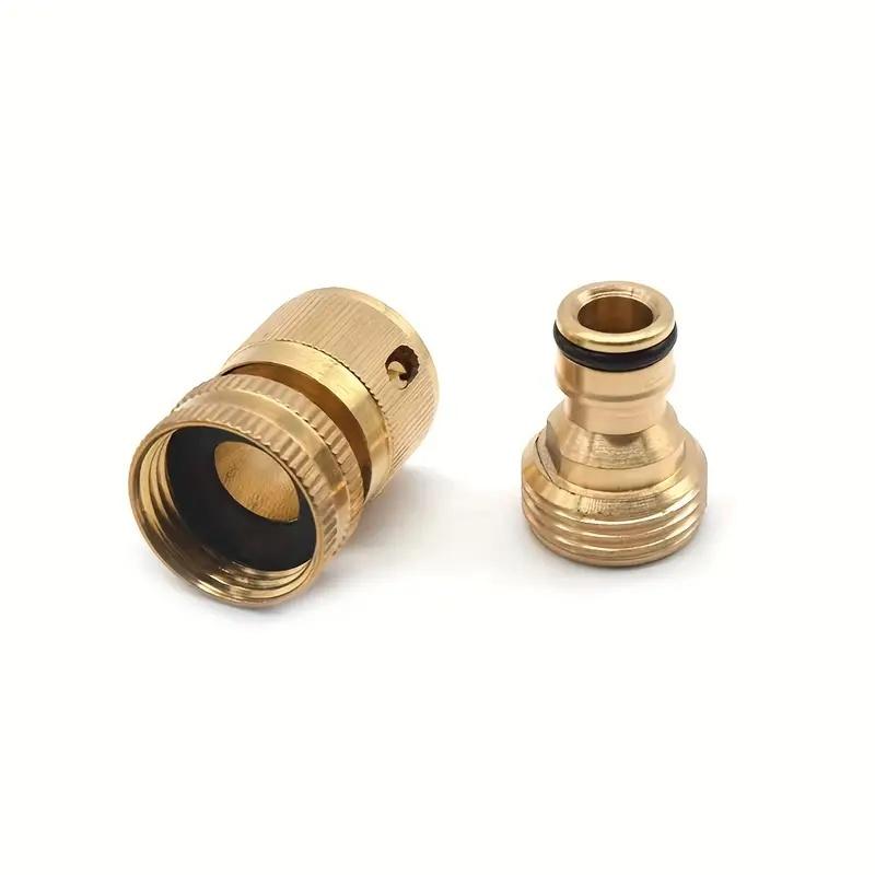 Brass Garden Water Hose Quick Connect Set, 4 Counts/set Garden Hose Connector Adapter, Garden Hose Connector Adapter for Outdoor Lawn and Gardening Use #GLOBAL PICKS