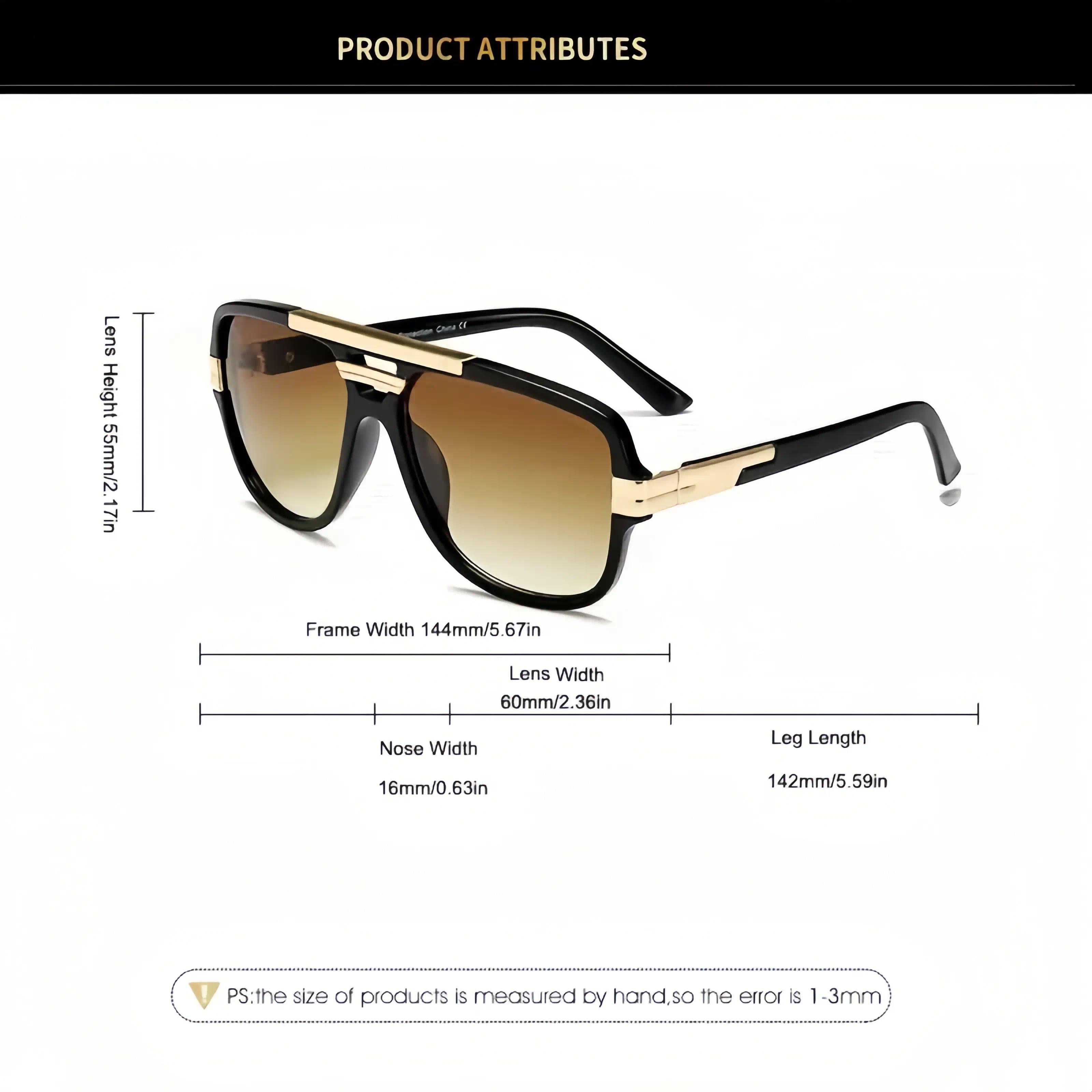 2/1-Pack Men's Vintage Oversized Square Sunglasses, Polarized Windproof Eyewear, Retro Large Frame Fashion Shades Perfect for Beach Trips, Driving, Street Style & Daily Casual Wear