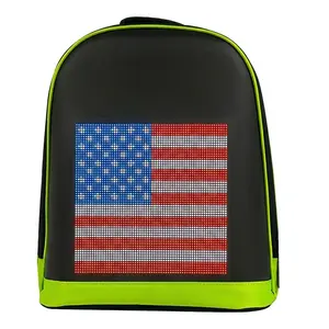 LED Backpack R1 Fluorescent Green Style, Smart Bluetooth Pixel Screen, Hard Shell Compact Daypack with USB Charging, DIY Animation, Creative Casual Bag for Daily Commuting Outdoor, Cool Tech Gift (Power Bank Not Included)