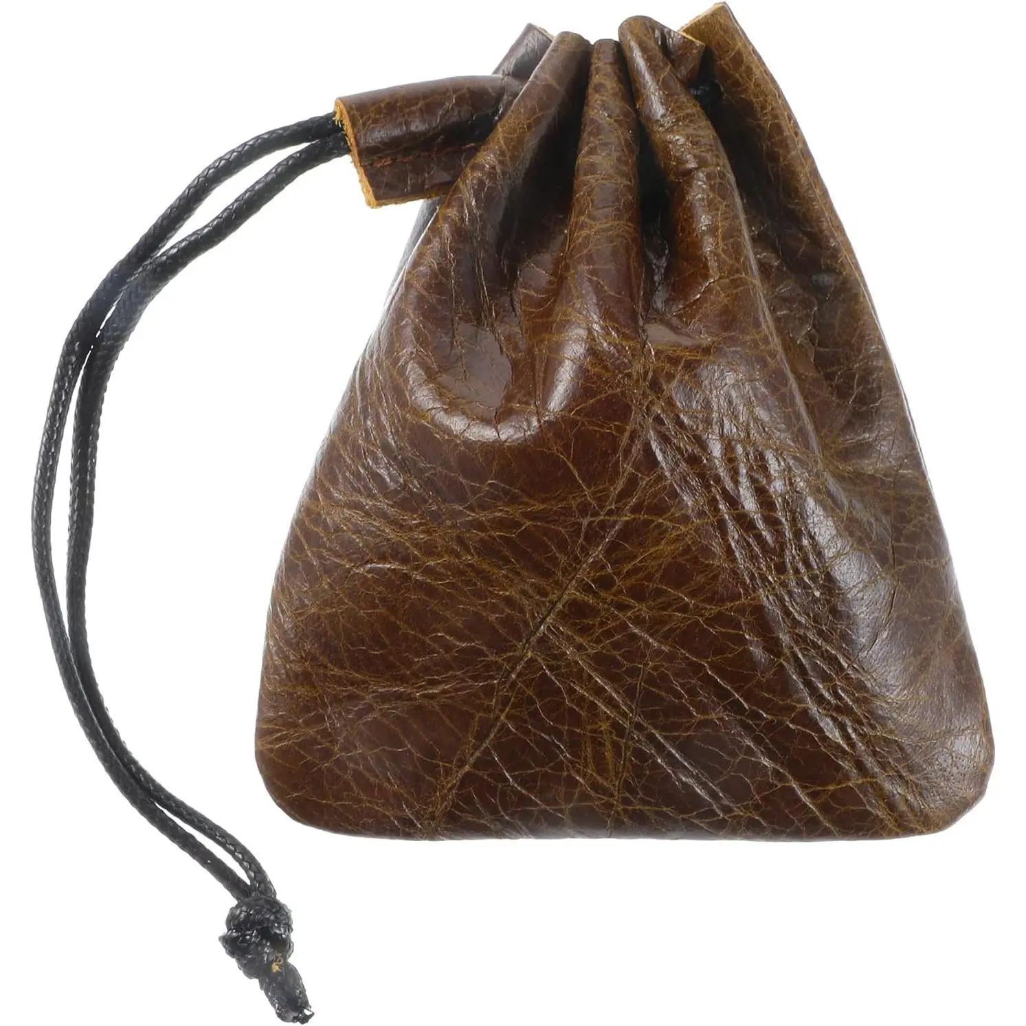 Leather Drawstring Pouch, Small Drawstring  Pouches Storage Bags  Medieval   Cowhide Bag(Small)