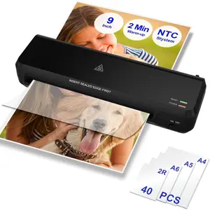 9 inch Laminator Machine with 40 Laminating Sheets, Laminator with NTC Technology Continuous  and Quick 2-Min Warm-Up for ,Office,School Use-Black