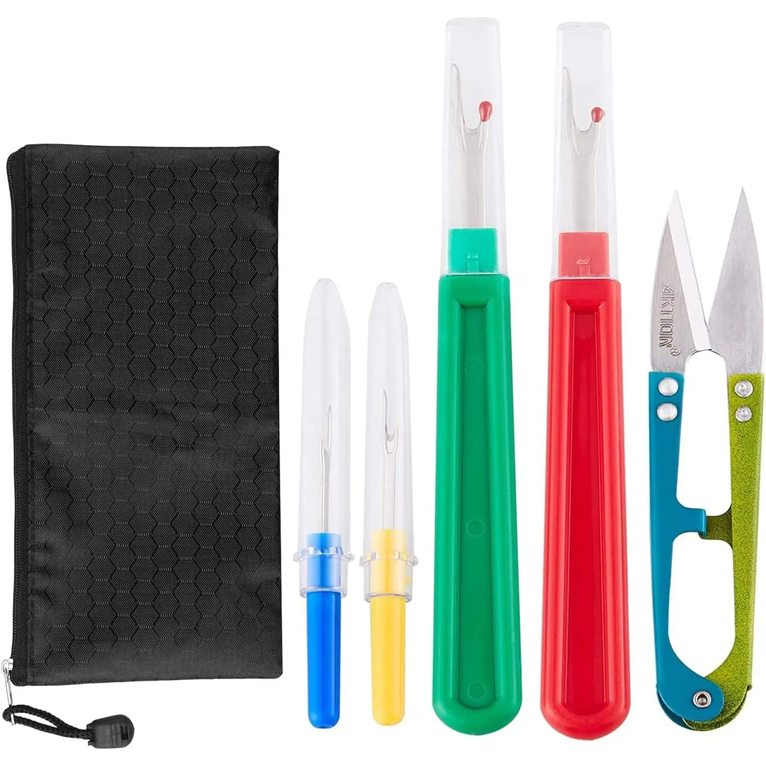 Seam Ripper and Thread Remover Kit,2 Big and 2 Small Sewing  Thread Unpicker and 1 Sewing Trimming Scissor Nipper Tool for Thread Remove(Multi-Color)