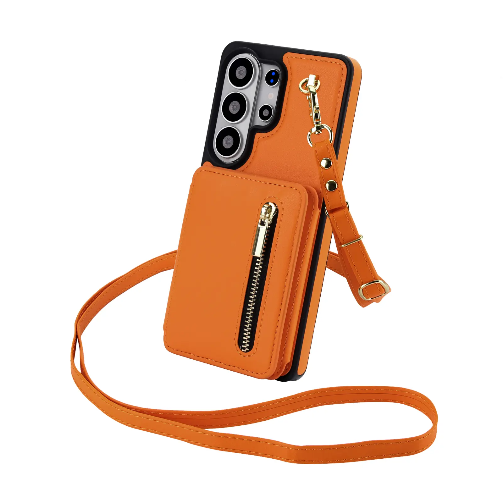 For Samsung Galaxy S26 S25 S24 S23 S22 RFID Blocking Cell Cover Detachable Crossbody ＆ Wrist Strap Credit Card Holder Slot Stand for Women Men #SohoChic  cute  2-in-1 phone case  solid color  aesthetic phone case comprehensive protection