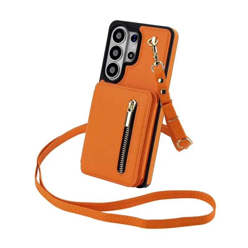 For Samsung Galaxy S26 S25 S24 S23 S22 RFID Blocking Cell Cover Detachable Crossbody ＆ Wrist Strap Credit Card Holder Slot Stand for Women Men #SohoChic  cute  2-in-1 phone case  solid color  aesthetic phone case comprehensive protection