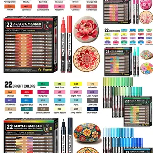 Flysea 22pcs Acrylic Paint Marker Set, Gradient Colors, 0.7mm Fine Tip, Ideal for Detailed Drawing, Quick Dry, Stain Resistant