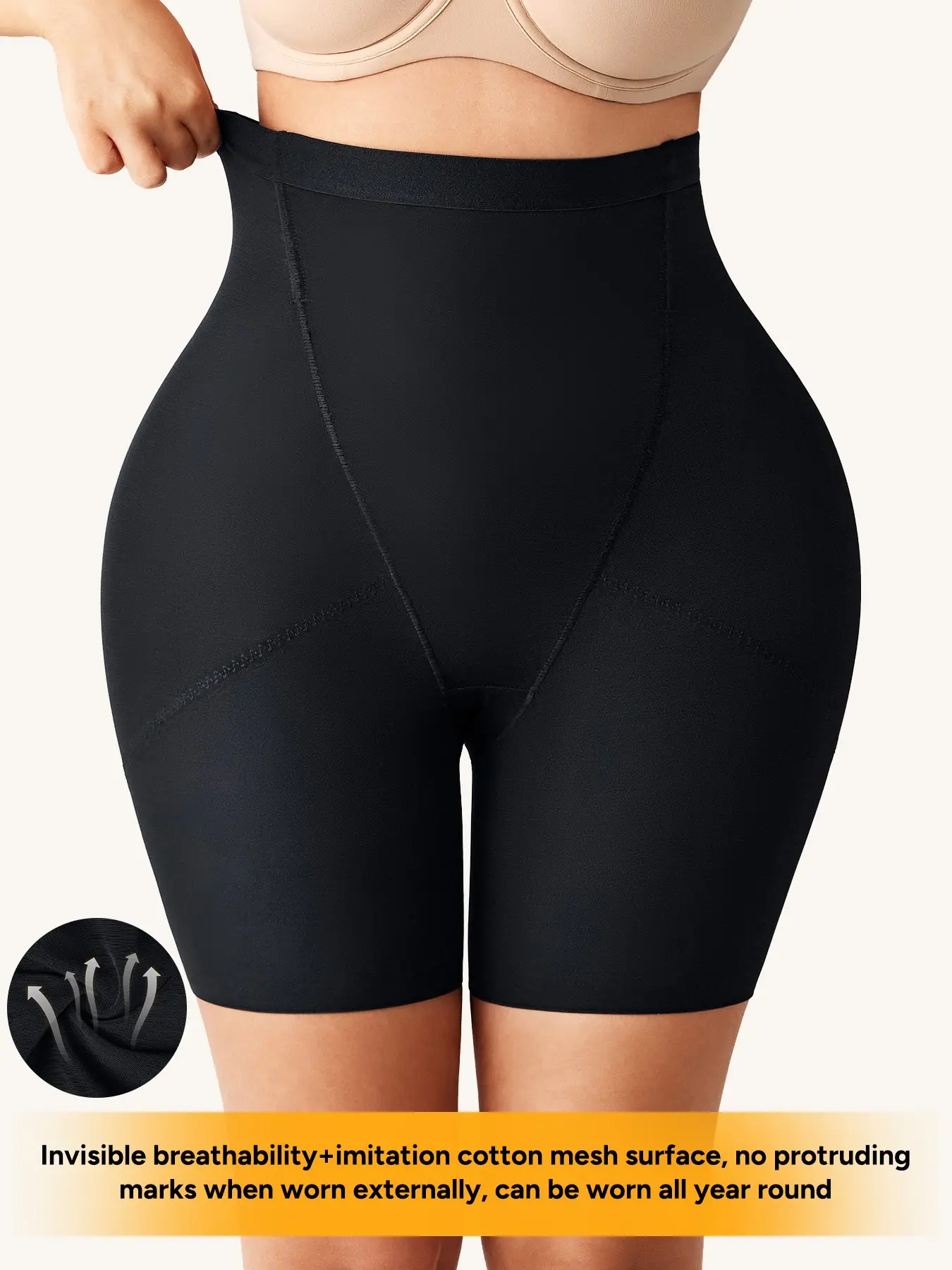 Women's High Waist Tummy Control Shapewear, Invisible Steel Bone Anti-Rolling, Seamless Breathable Four-Way Leg Sculpting Pant