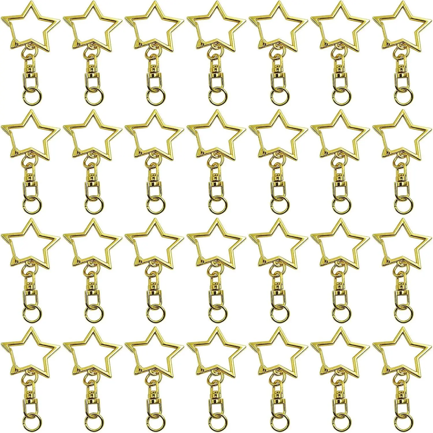 60 count  Shaped  Spring Snap  Clip,Metal Swivel Clasp Snap Hook Key Ring with Chain  Buckle with Open Jump Ring Connector for Crafts Key Ring Making,DIY  Supplies