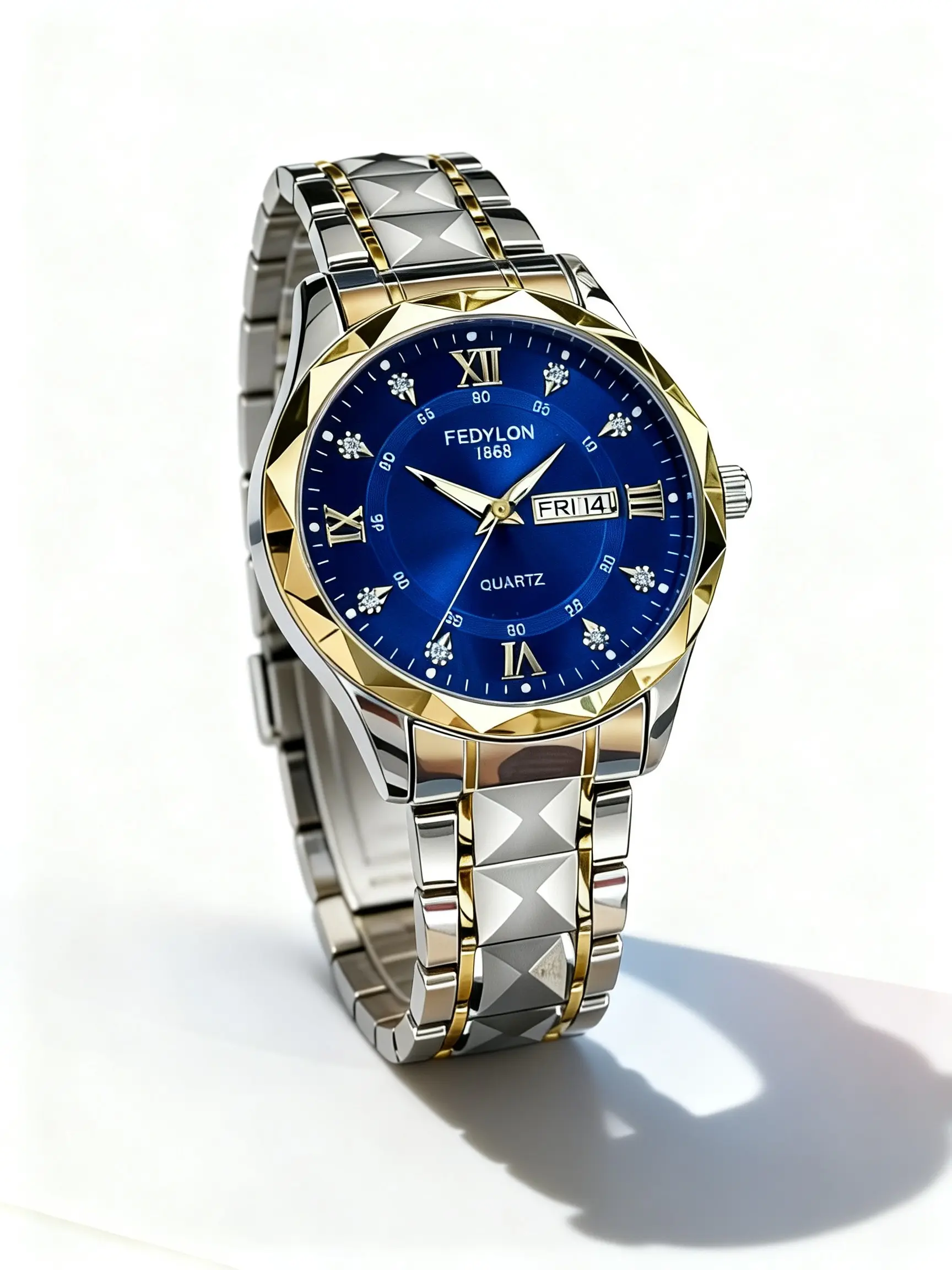 Men's Quartz Wristwatch with Roman Numerals, Digital Face, Stainless Steel Strap, Waterproof, Business Style, Gift Idea