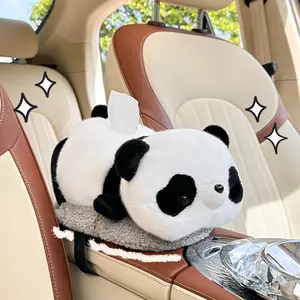 Cartoon car tissue box with bamboo charcoal deodorizer, creative plush toy armrest box tissue holder, car decoration