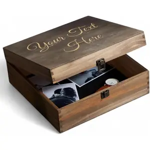 Personalized Wooden Keepsake Box - Custom Memory Box for Photos Jewelry Letters Rustic Memento Storage Box for Wedding, Anniversary, Birthday, Graduation & Retirement Gifts