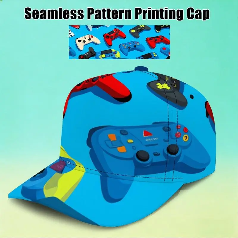 Vibrant Game Controller All-Over Print Adjustable Baseball Cap, Seamless Uninterrupted Pattern Flows Across Seams, One Size Fits Most in Assorted Colors, Perfect for Themed Parties and Daily Casual Wear