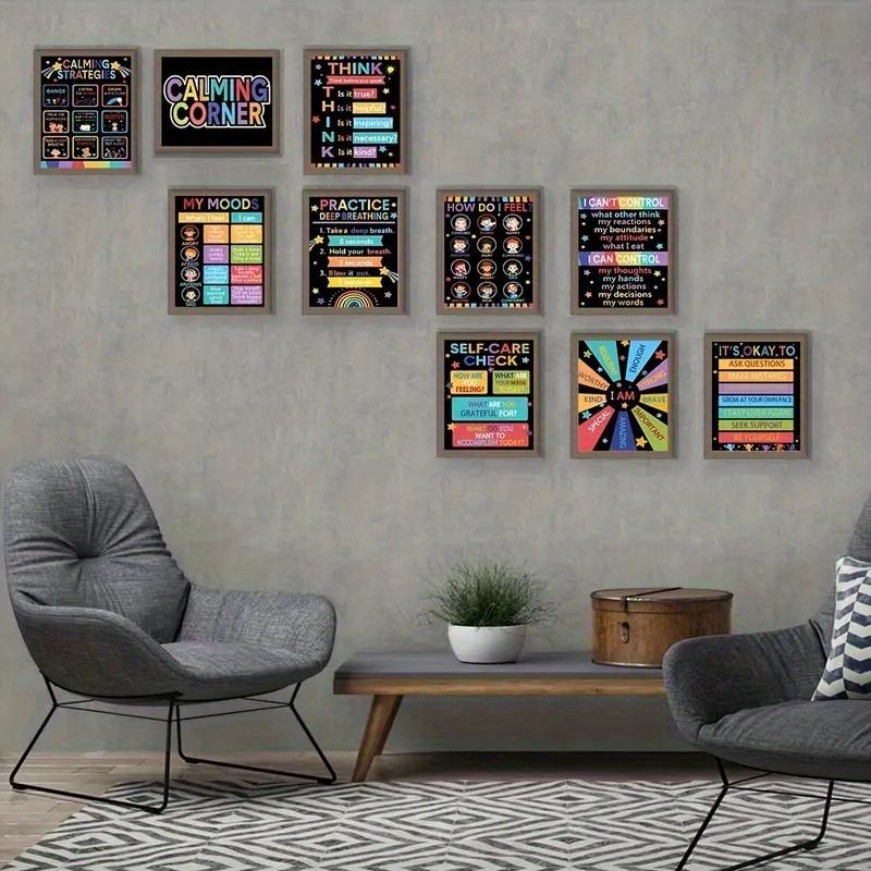 10pcs Classroom Calming Posters Set - Emotion Management & Feelings Chart, Educational Wall Decor for Preschool to Elementary Schools, 8x10 Inches, Unframed, Classroom Decorations for Teachers, Perfect for Room Decor