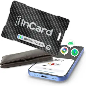 Ultra-Thin Air Tag 0.07in Wallet Tracker (Both iOS and Android) IP68 Bluetooth GPS Tracker for Bags Passport Works with Apple Find My (Apple MFi Certified) & Google Find My Device - Wireless Charginggift