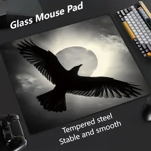 Eagle Pattern Glass Mouse Pad, Ultra-Smooth Tempered Glass, Large Size Gaming Mouse Pad, Ideal for Esports and Office Use