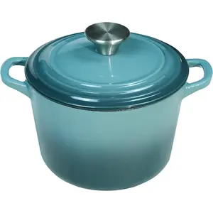 Flavehc Dutch Oven Pot with Lid 1.8 Qt Cast Iron Dutch Oven for Bread Baking, Slateblue Enameled Cast Iron Rice Pot, Small Deep Dutch Oven for Rice, Beans & Side Dishes