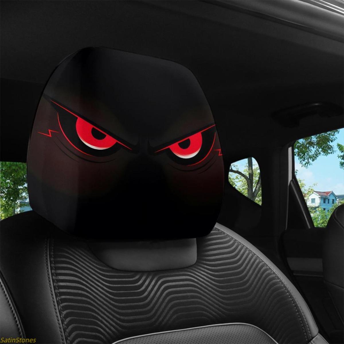 2 Pack Deep Angry Eyes Car Headrest Covers, Car Seat Protectors, Car Seat Decor, Universal Seat Protectors, Dust Resistant, No Filling, Long Driving Neck Relief, Father's Day Gift