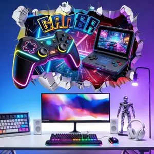 Game Wall Decal Large 3D Gamer Wall Stickers - Gamer Controller Gaming Wall Decals Peel and Stick for Boys Room Teenagers Boy Bedroom Playroom Wall Decor Bedroom Playroom weird   Stickers