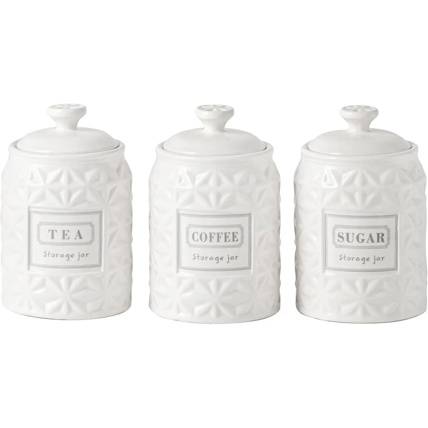 Azure Starfield Ceramic Canisters Sets For The Kitchen Canisters For Countertop Set of 3 Airtight Coffee Canisters For Ground Coffee Sugar Container  Storage Jars With   Decor