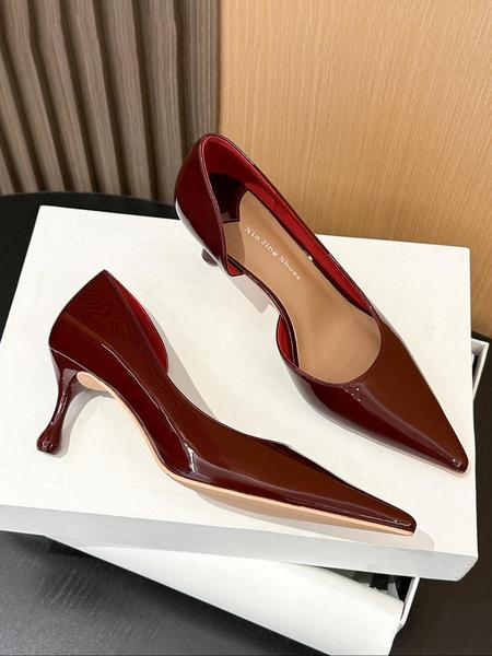 Women's Pointed Toe Stiletto Heels, PU Leather Upper, Rubber Sole, Elegant Spring & Fall Shoes, Fashionable Office Wear, Stiletto Heeled Pumps