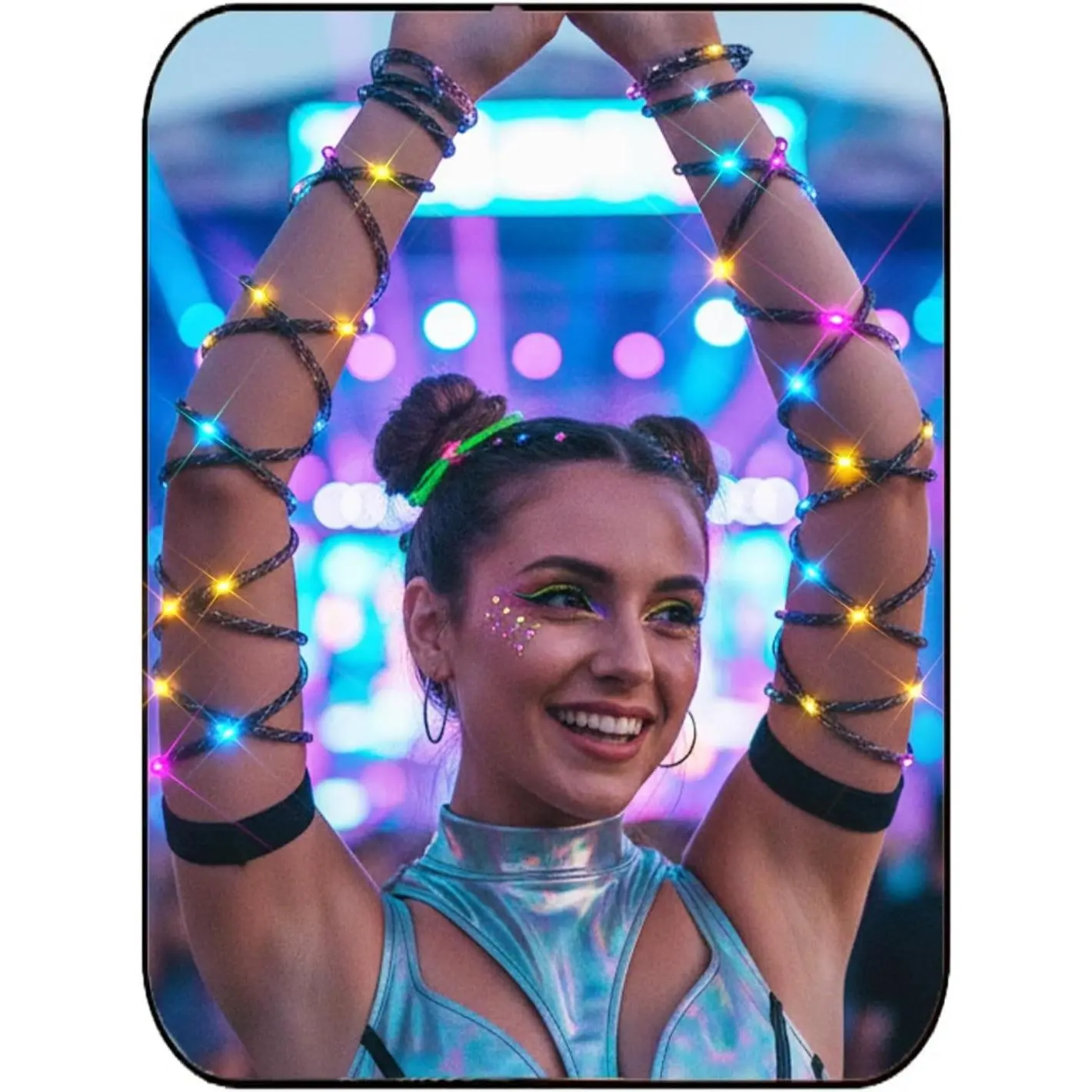 Women's Glow Arm Wraps - Light-Up Hand Straps with Bands & Knot Design, Cyberpunk Neon EDM Festival Outfit Harness Accessories (Home Supplies Compatibility Note)