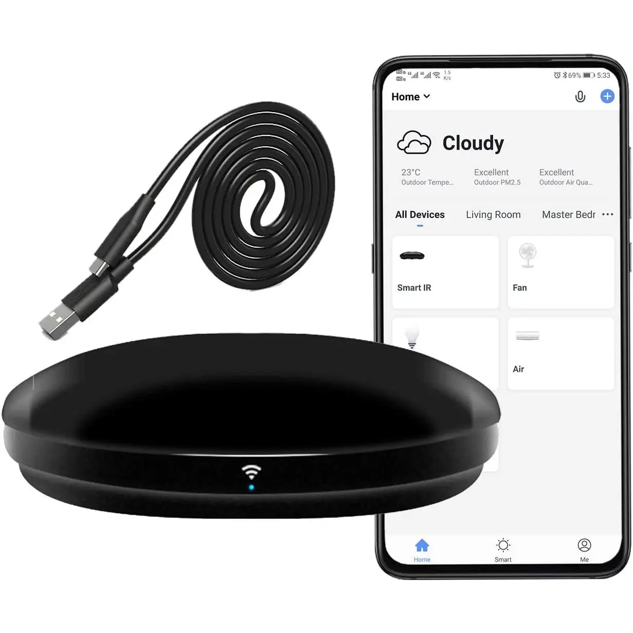 Durable Synthetic WiFi Hub IR Blaster Remote Control, Compatible with Alexa and IFTTT, Works with TV, DVD, AC, STB and Other IR Control Devices