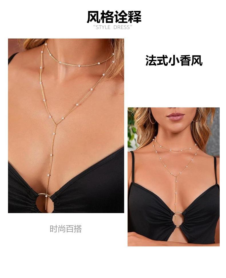 The new fashionable Y-shaped lasso necklace with a sense of design and zircon pendant with a simple and elegant look for women