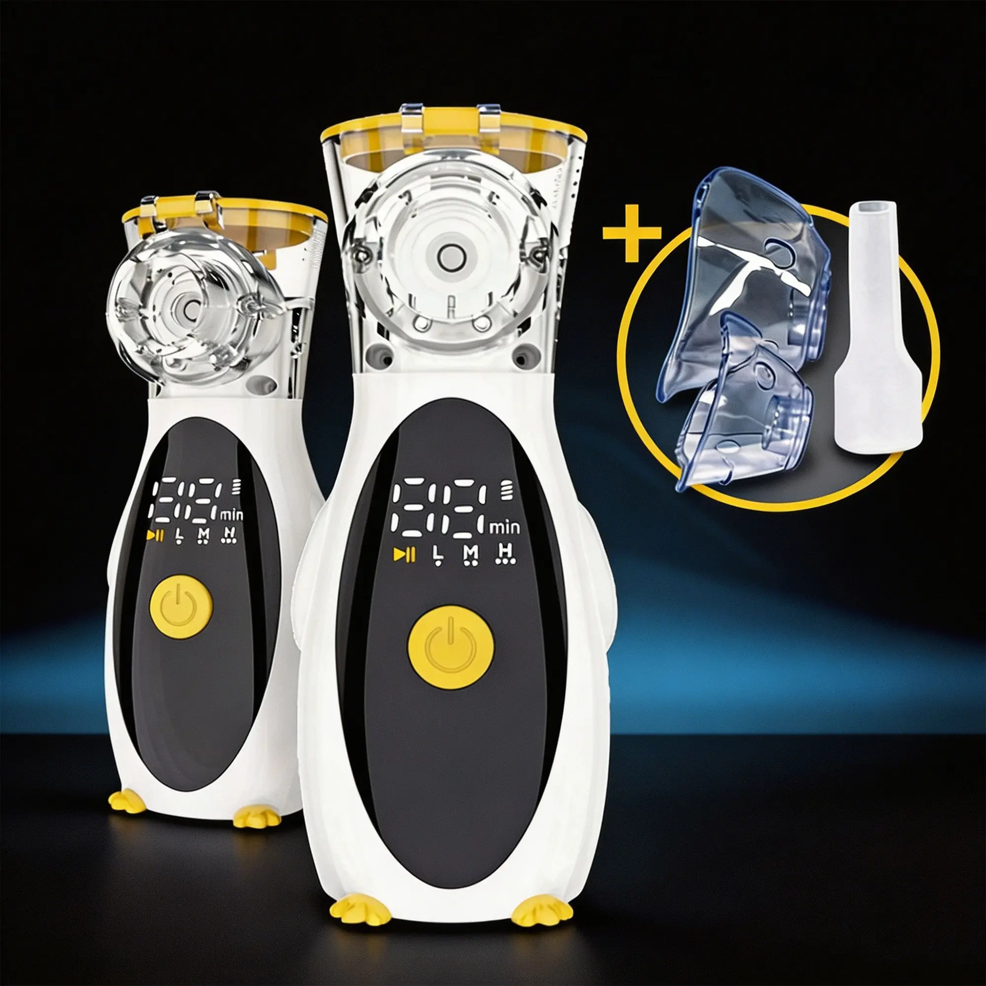 Cute Penguin Handheld Mesh Atomizer, Three-Speed Adjustable Portable Inhaler, Compact Design for Easy Use, Ideal for On-The-Go Convenience