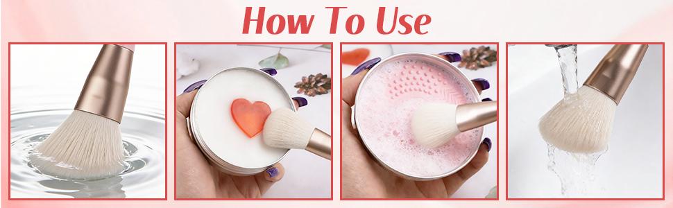 Makeup Brush Cleaner Soap with Silicone Mat, Deeply Cleans Waterproof Makeup for Synthetic & Natural Brushes & Sponges – Vegan, Cruelty-Free & Easy-Rinse, Peach-Oolong Scent (1.77oz)