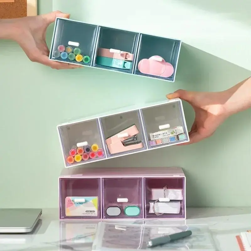 1PC Desktop Transparent Drawer Stackable Organizer Cosmetic Coffee Tea Bag Stationery Organizer Storage Boxes Clear Plastic Organizers