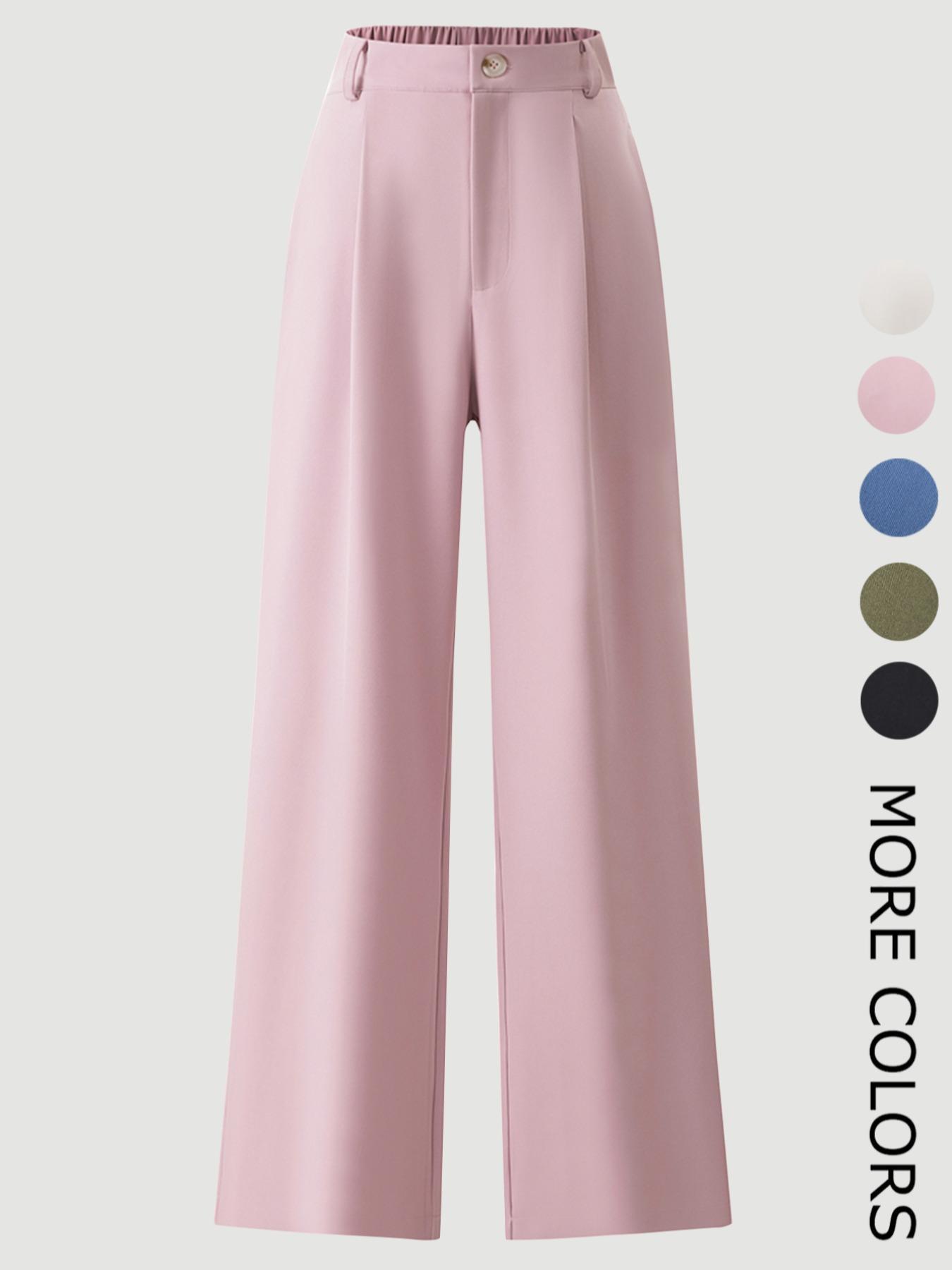 Women's Solid Color Button Fly Pants, Casual Comfy Trousers for Daily Wear, Ladies Bottoms for All Seasons, Baggy Pants, Casual Work Pants, Casual Chic Trousers, Casual Fashion Trousers