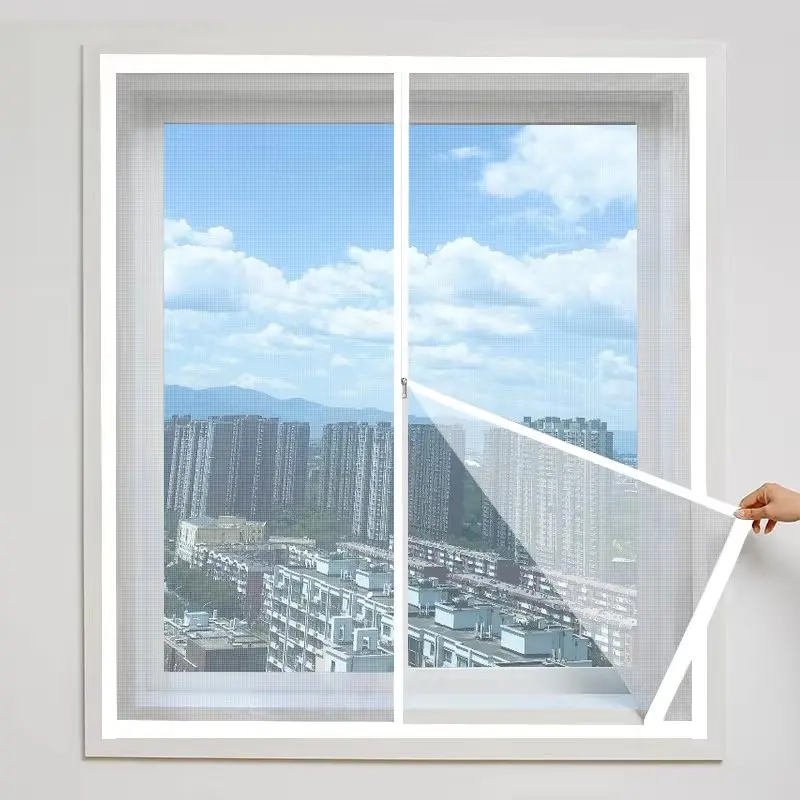 Zippered Self-Adhesive Window Screen, Breathable Insect Mesh with No-Drill Opening Design for Bedroom and Kitchen Windows
