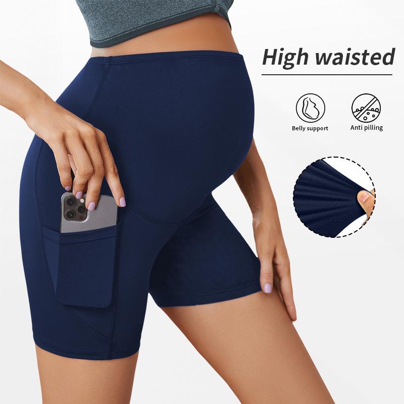 Maternity shorts, high-waisted sports leggings with belly support and butt-lifting effect, short maternity yoga pants