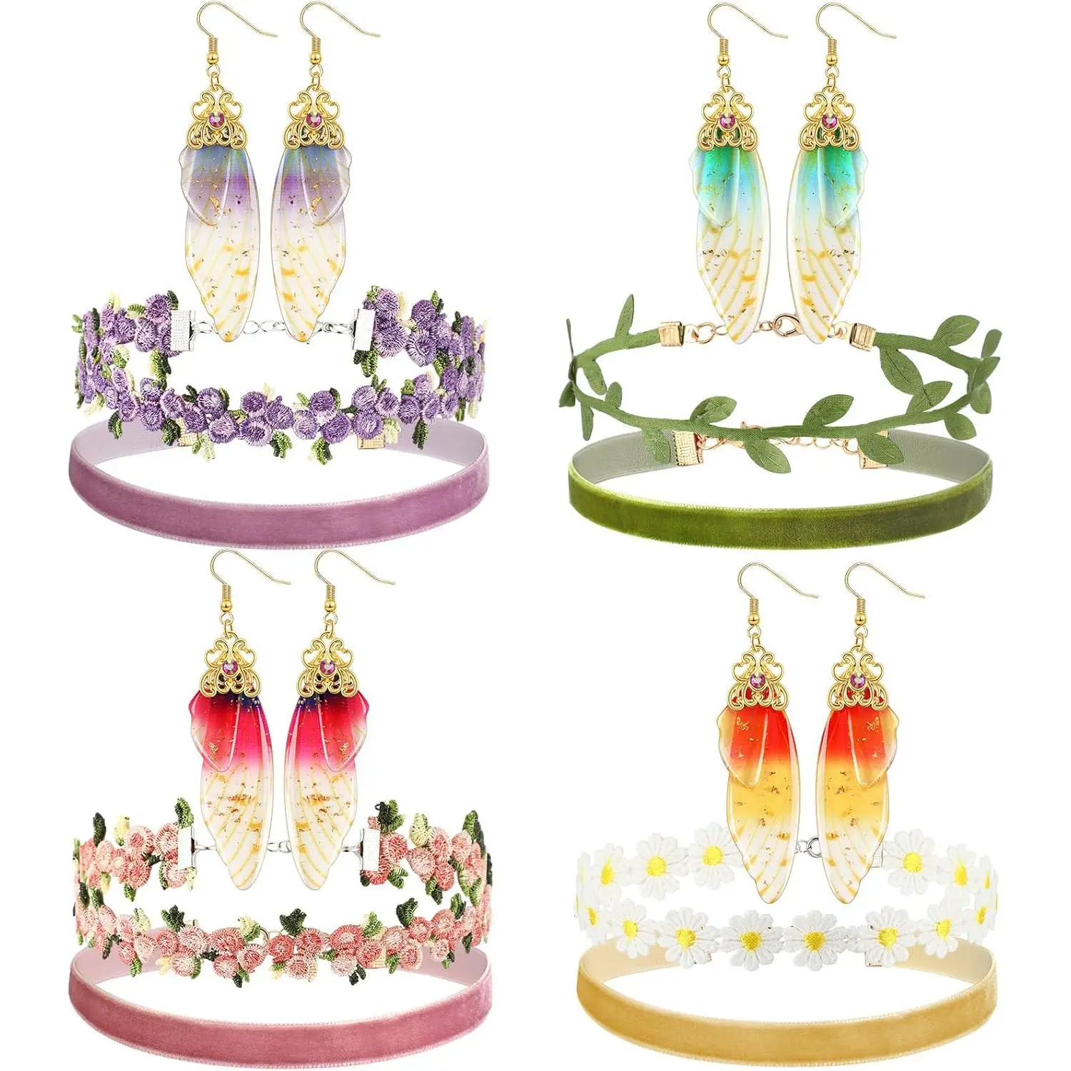 Cottagecore  Set Fairy Flower Choker Butterfly Earrings Fairy Accessories for Women  Necklaces Cottagecore Choker Necklaces for Birthday Party Wedding Gifts