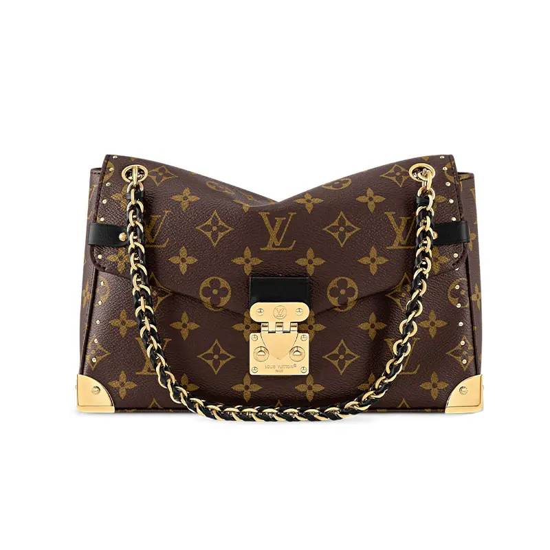 Louis Vuitton Trunkie Slide Chain Studded Coated Canvas Crossbody Bag for Women in Brown