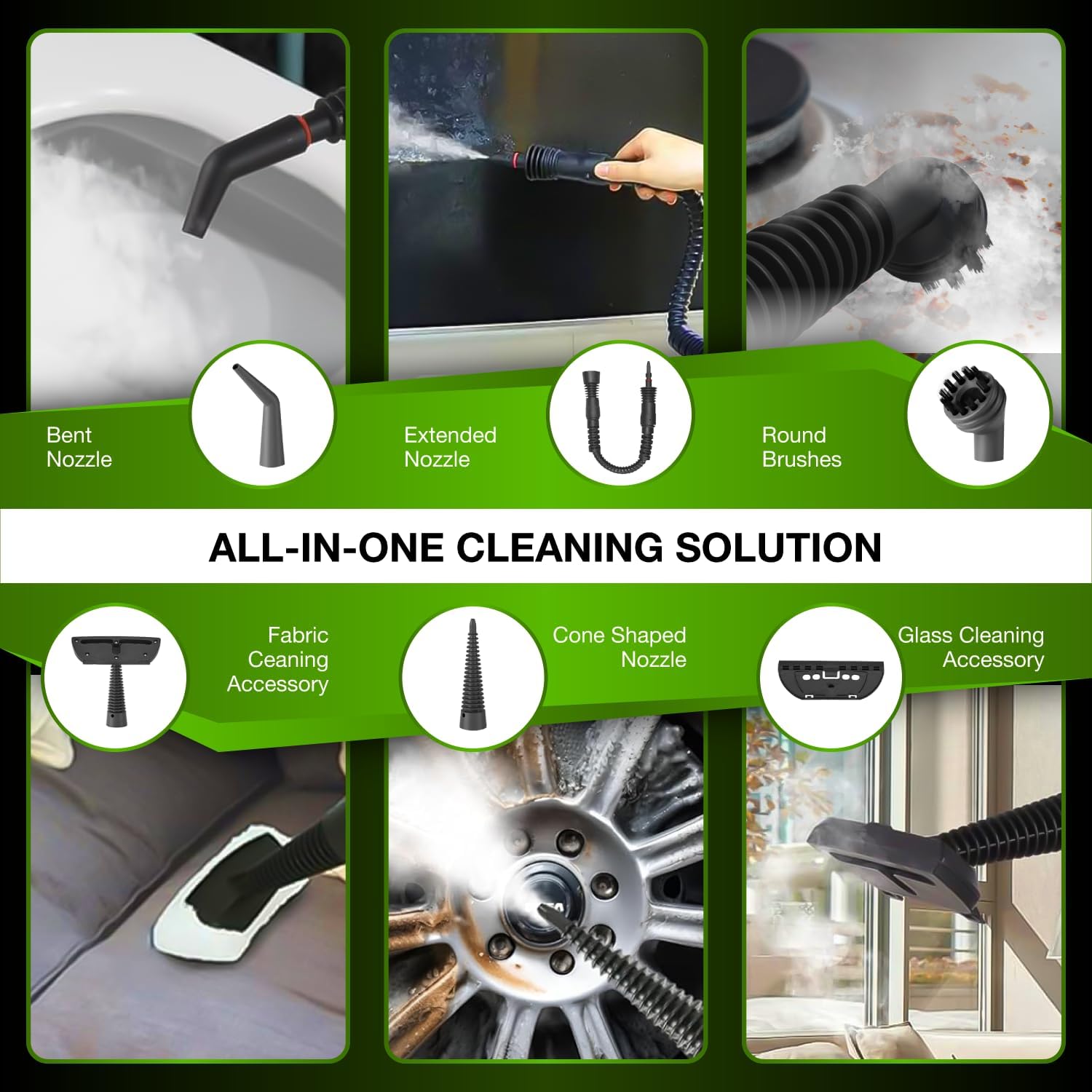 Handheld Steam Cleaner with Detergent Container  1250W High- Multipurpose Steamer  Continuous Steam Lock, Large , Safety Lock  for , Kitchen, Bathroom,  Cleaning