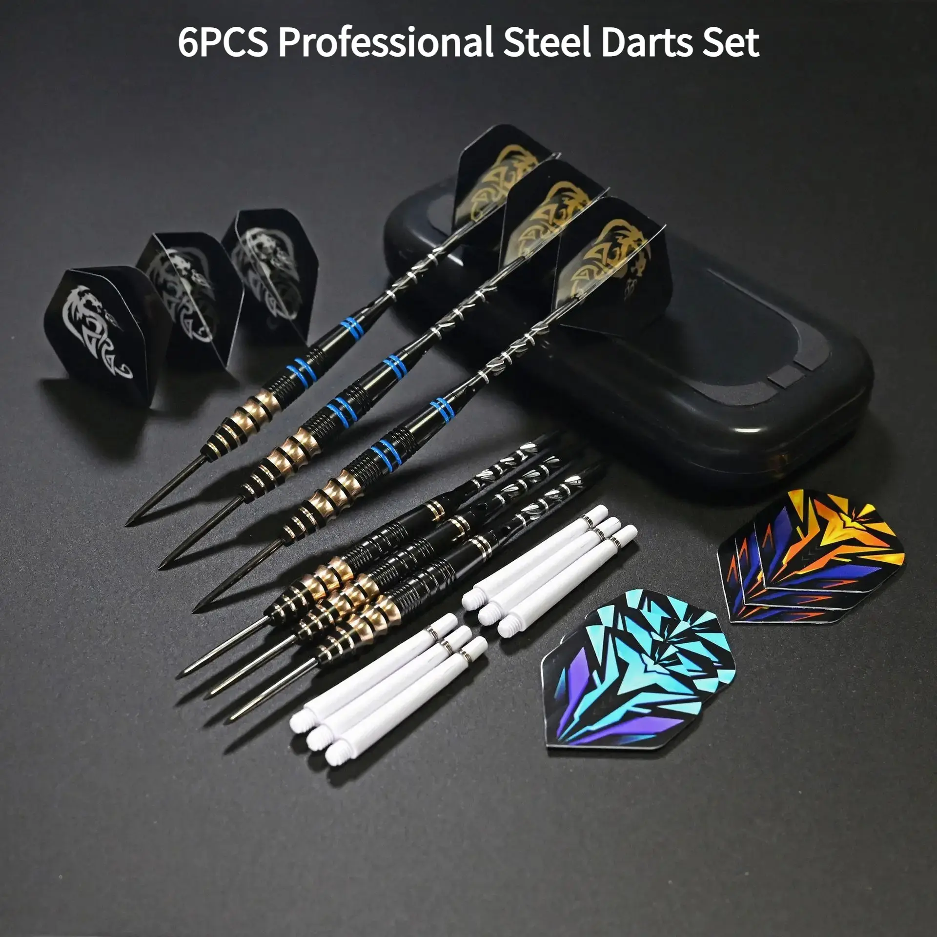 Professional Steel Darts Set of 6, 23g per Dart, High Precision Balance, with Portable Storage Case, for Beginners/Advanced/Competition, Gift/Entertainment/Match, 1 Set
