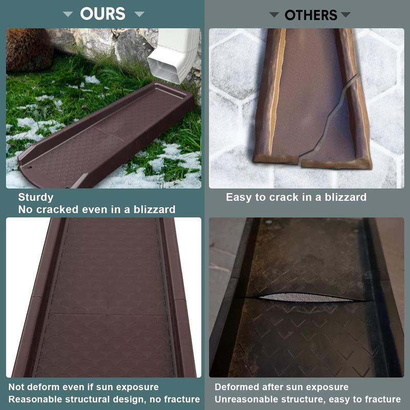 Rain Gutter Downspout Splash Block, Gutter Downspout Extensions for Water Drainage, 24" Gutter Splash Guards Downspout Extender, Fixable Down spout Drain Trays with PE Nails(2 Pack, Brown) Rain Gutter Downspout Splash Block, Gutter Downspout Extensions for Water Drainage, 24" Gutter Splash Guards Downspout Extender, Fixable Down spout Drain Trays with PE Nails(2 Pack, Brown)