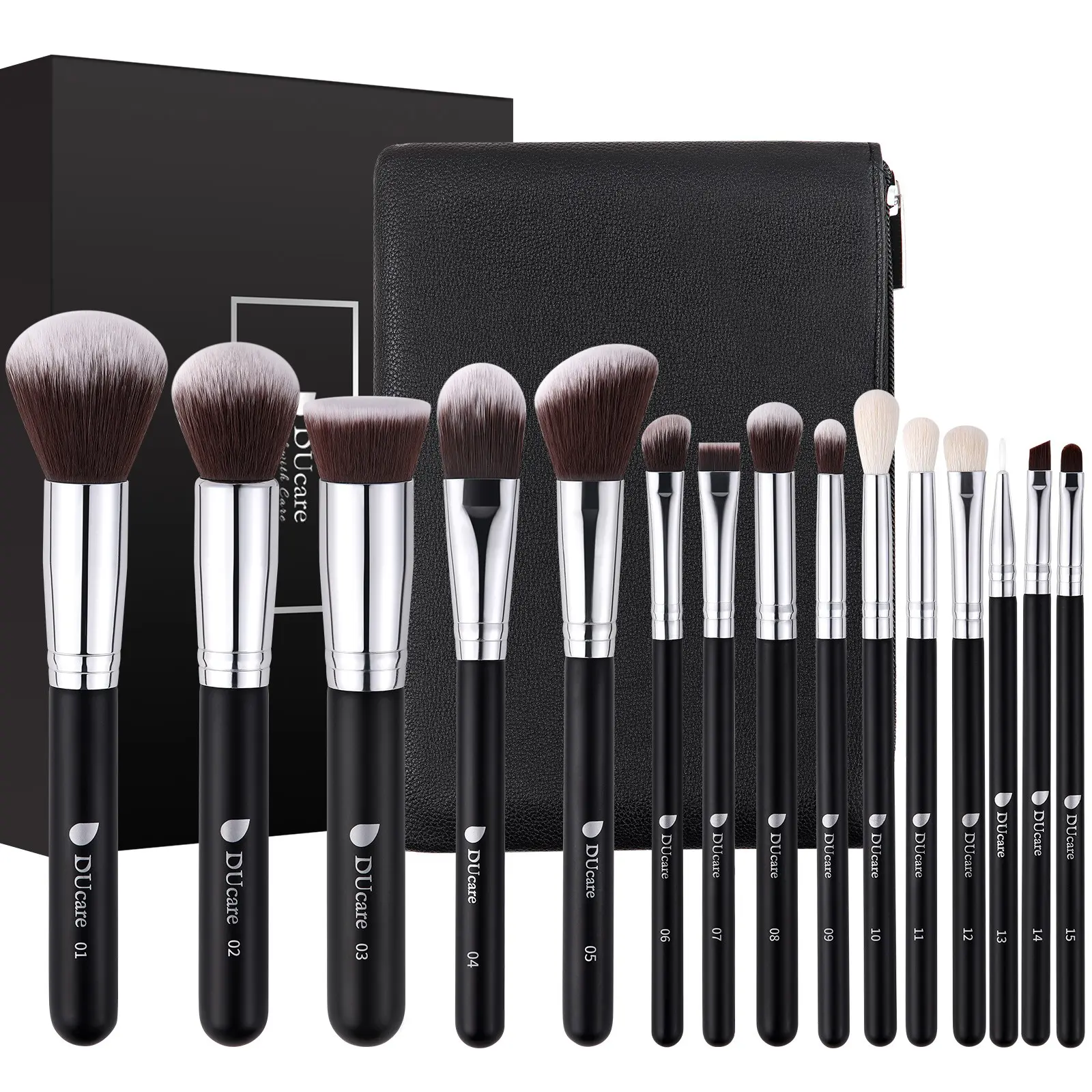 Professional 15-Piece Makeup Brush Set, Multifunctional Makeup Brushes, Includes Powder, Blush, Contour, Foundation, Eyeshadow Brushes, Soft Synthetic Bristles, Ideal for Beginners & Pros