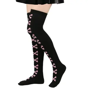 3 pairs Over-The-Knee Black White Pink Lolita Stockings