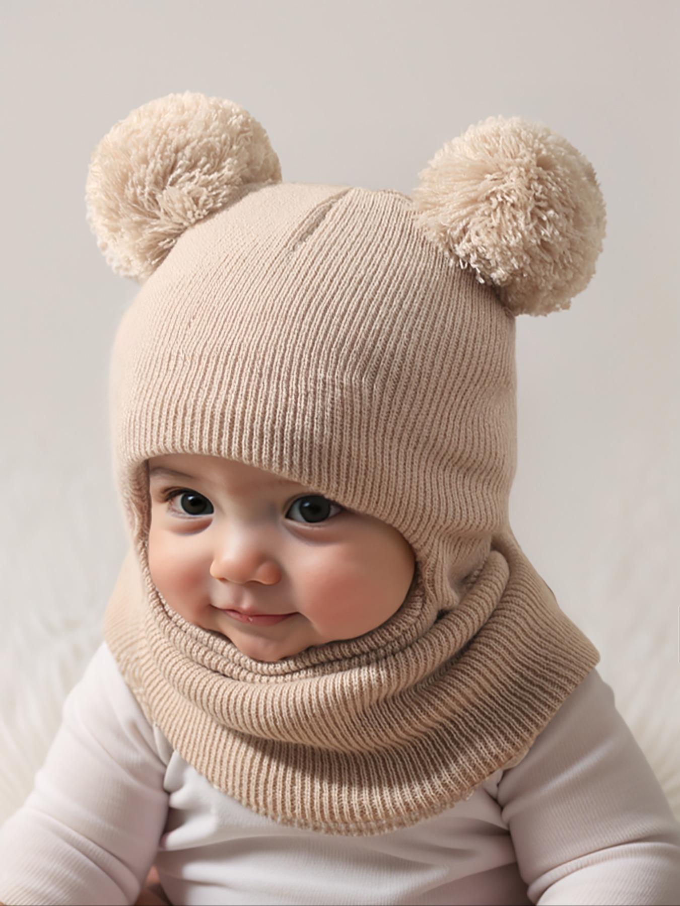 Pom Pom Knit Hat for Babies 1-3 Years Old, Warm Winter Beanie for Outdoor Use, Casual Style Daily Cap, Moderate Fabric Thickness, Winter Skull Cap