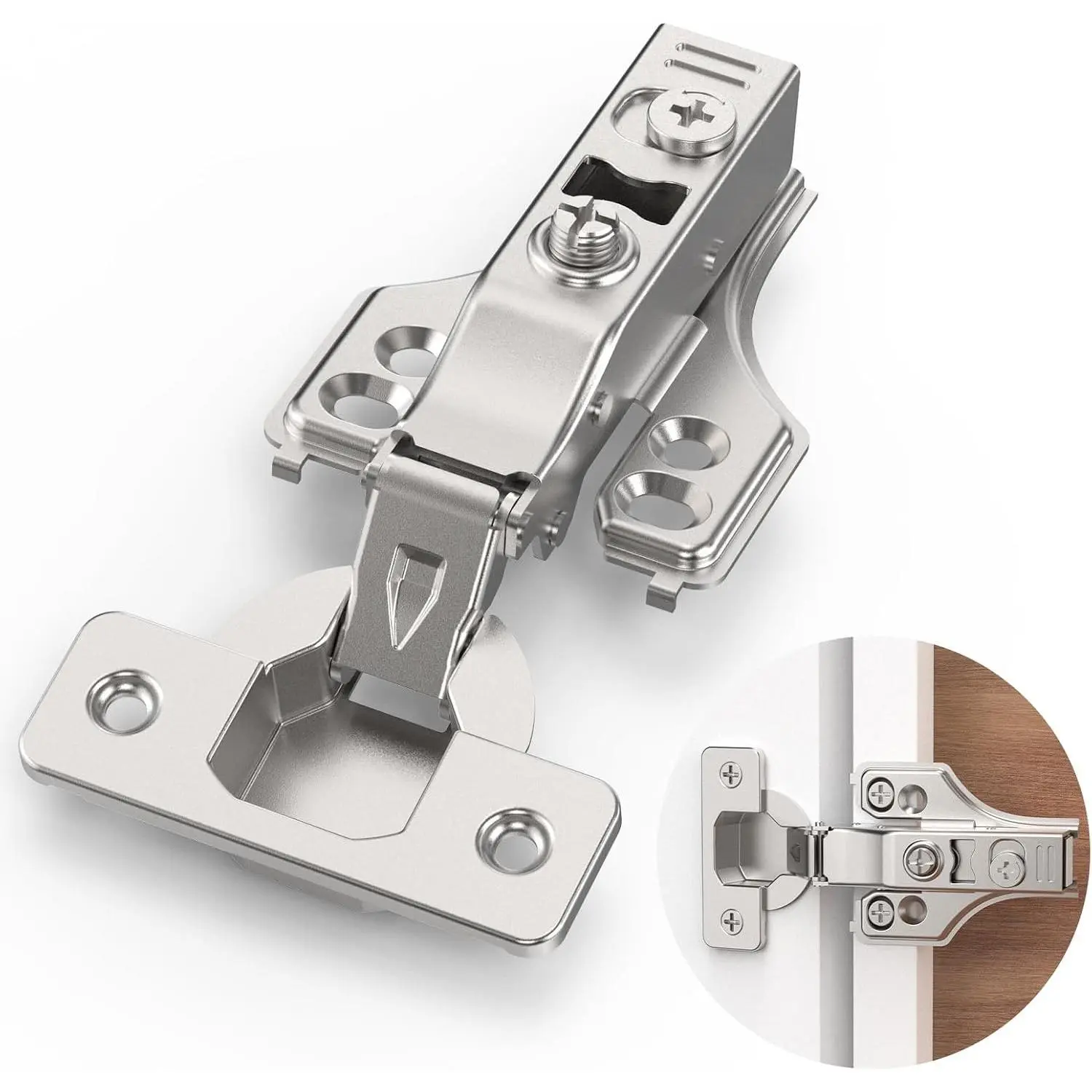 Soft Close Cabinet Hinges, 2 Pairs (4 Pieces) Full Frame Overlay, 3/4 in Hydraulic Damper Concealed 3D Adjustable Hinges for Kitchen Frame & Frameless Cabinets, Kitchen Use