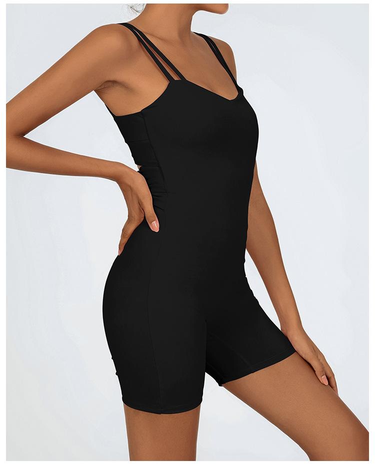 Women's low-cut sexy yoga jumpsuit, breathable and quick-drying, with a beautiful back and cross-strap design to lift the buttocks, suitable for running, yoga, and fitness